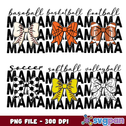 Sports mama design png bundle