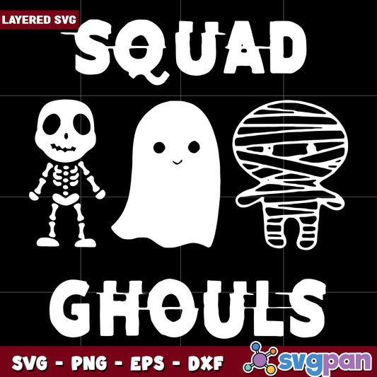 Squad ghouls svg, funny halloween svg, spooky characters svg