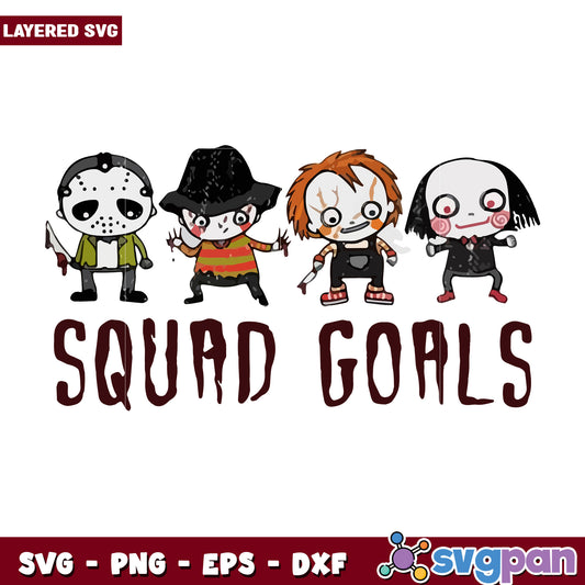 Squad goals svg, funny halloween svg, spooky characters svg