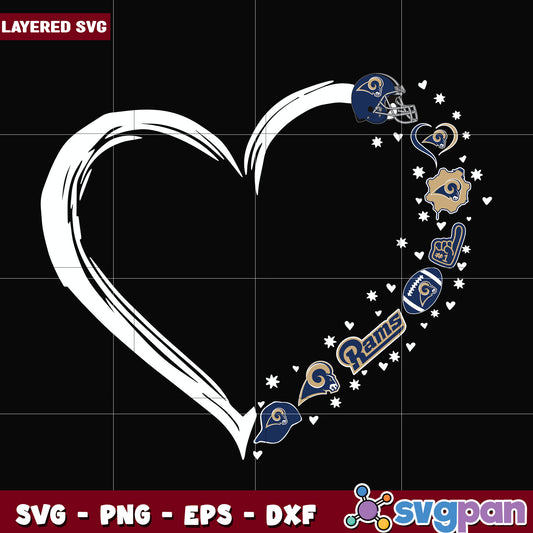 St. Louis Rams heart svg, nfl jerseys​ svg, nfl mvp svg