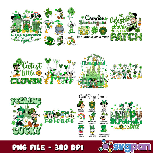 St Patrick's Day Disney Bundle PNG Clipart 300 DPI