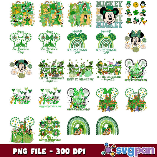 St Patrick's Day Mickey and Friends PNG Bundle