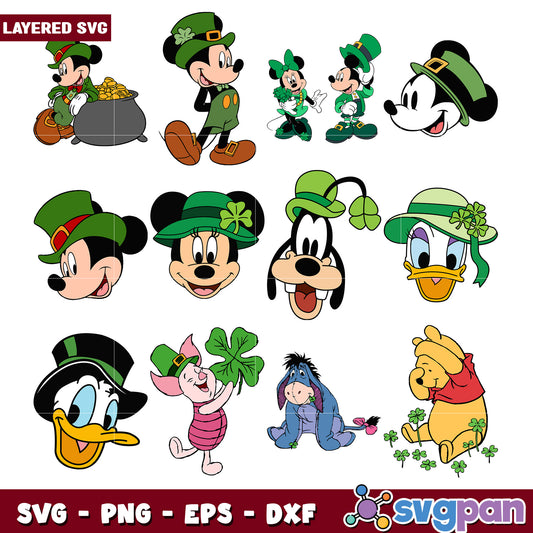 St Patrick's Day SVG Bundle Disney Characters Set