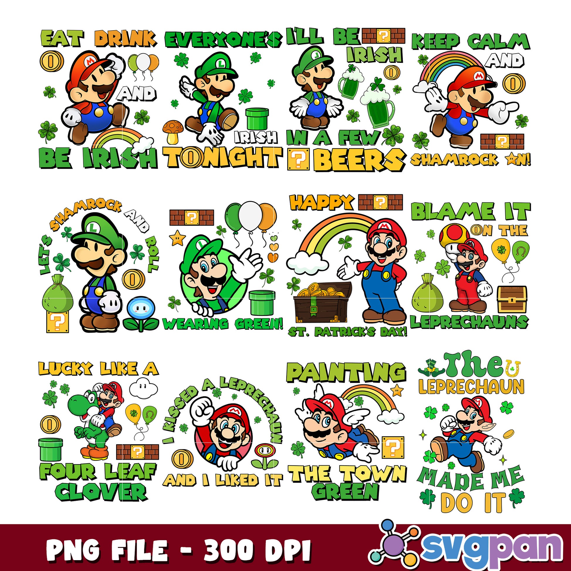 St Patricks Day Mario PNG Bundle