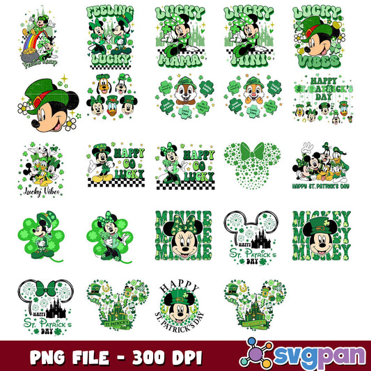 St Patricks Day Mickey Minnie PNG Bundle