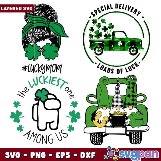 St Patricks Day SVG Bundle Mom, Truck, Gnomes