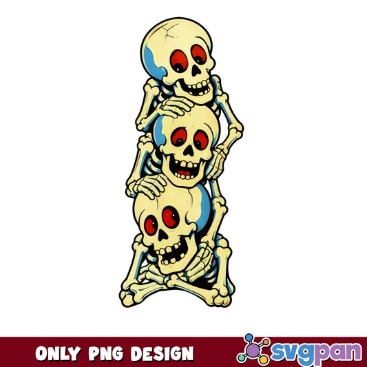 Stacked Skeletons Halloween PNG, Funny Skull Clipart PNG, Skeleton PNG