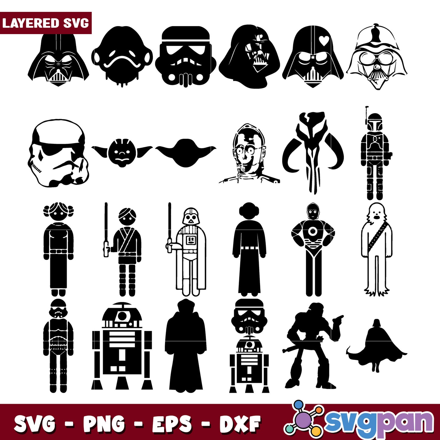 Star Wars Character Bundle SVG Design Files Pack
