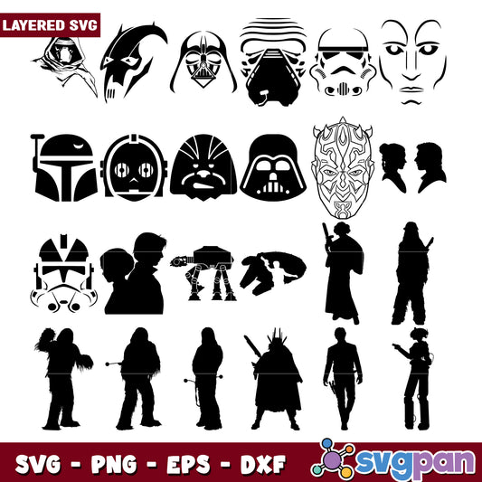 Star Wars Character Bundle SVG Layered Designs Set
