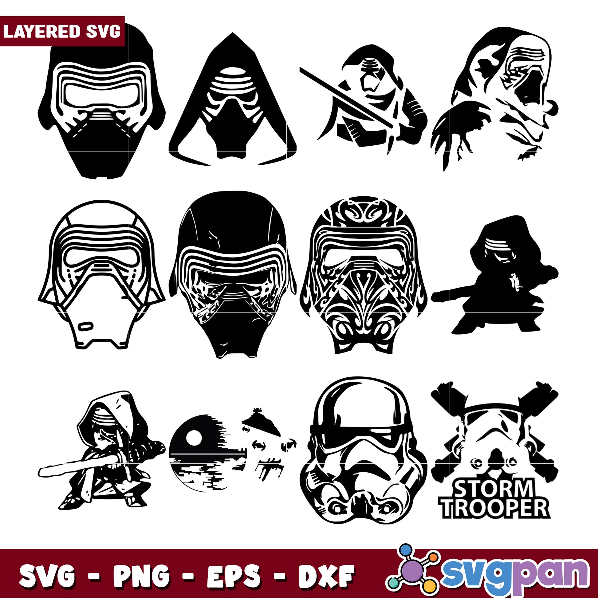 Star Wars Layered SVG Bundle Kylo Ren and More