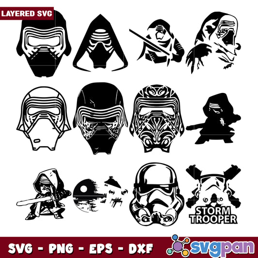 Star Wars Layered SVG Bundle Kylo Ren and More