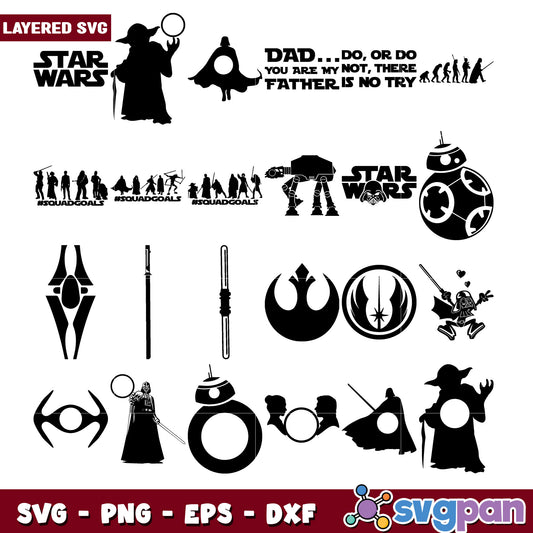 Star Wars Layered SVG Bundle for Craft Projects