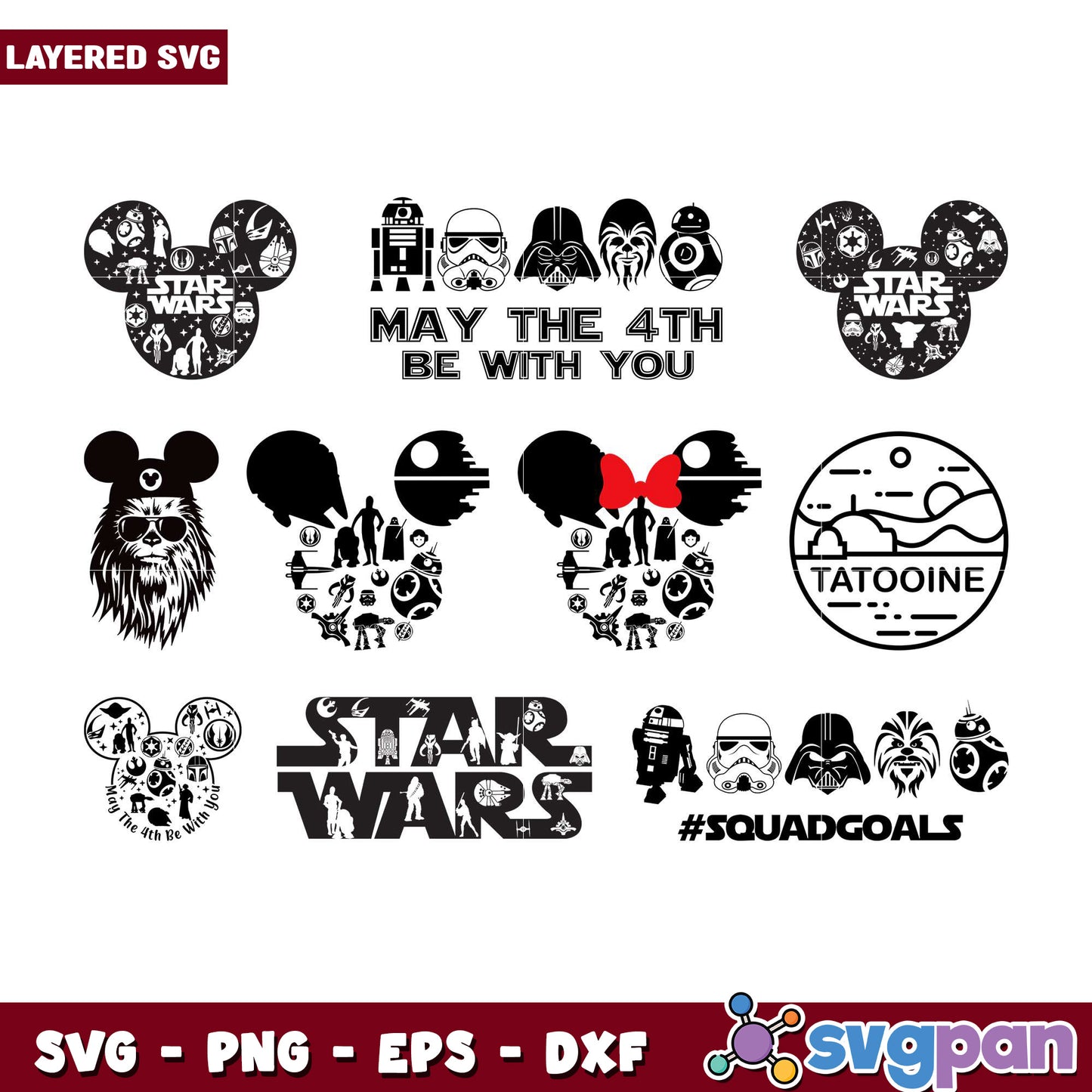 Star Wars Mickey Mouse Bundle SVG Designs Collection