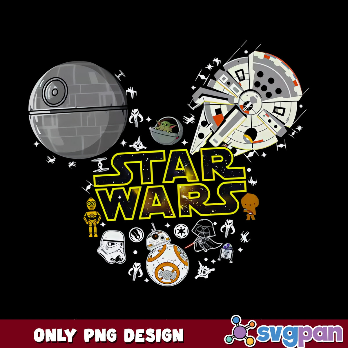 Star Wars Mickey Mouse Head PNG, Disney Star Wars PNG, Darth Vader PNG