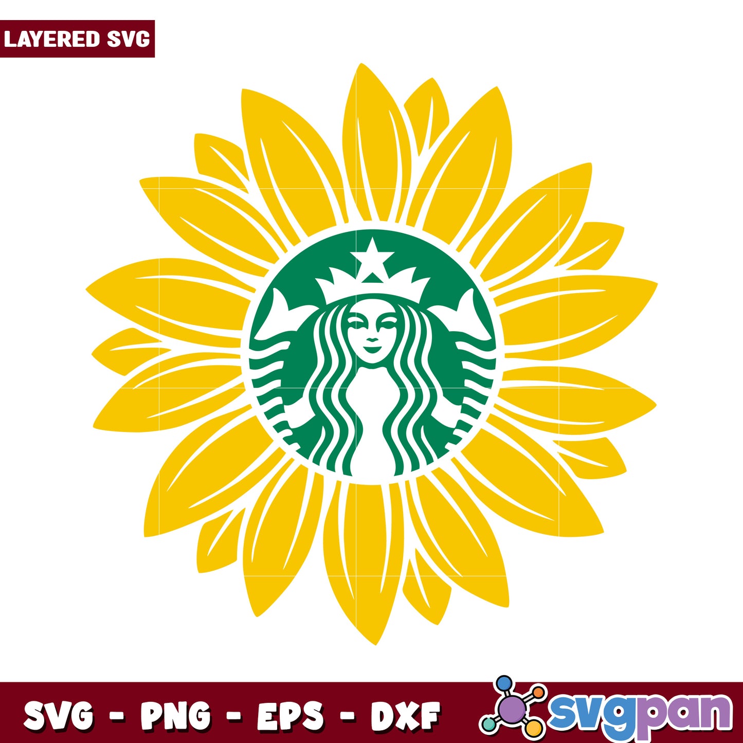 Starbucks logo sunflower SVG design file, perfect for crafting projects