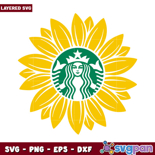 Starbucks logo sunflower SVG design file, perfect for crafting projects