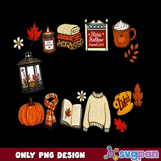 Stars Hollow Cozy Fall PNG, Gilmore Girls Autumn PNG, Lukes Diner PNG
