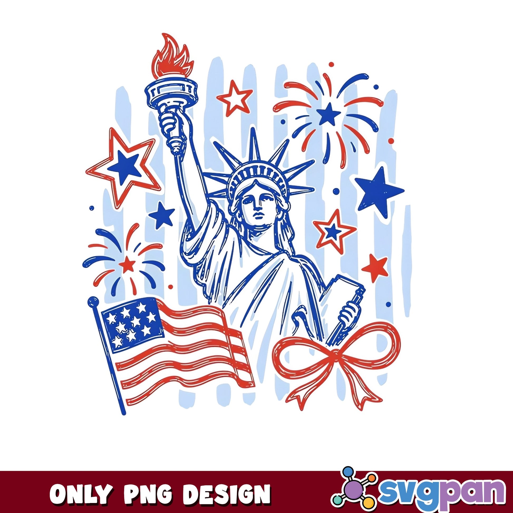 Statue Of Liberty 4th Of July PNG, American Flag PNG, Patriotic PNG