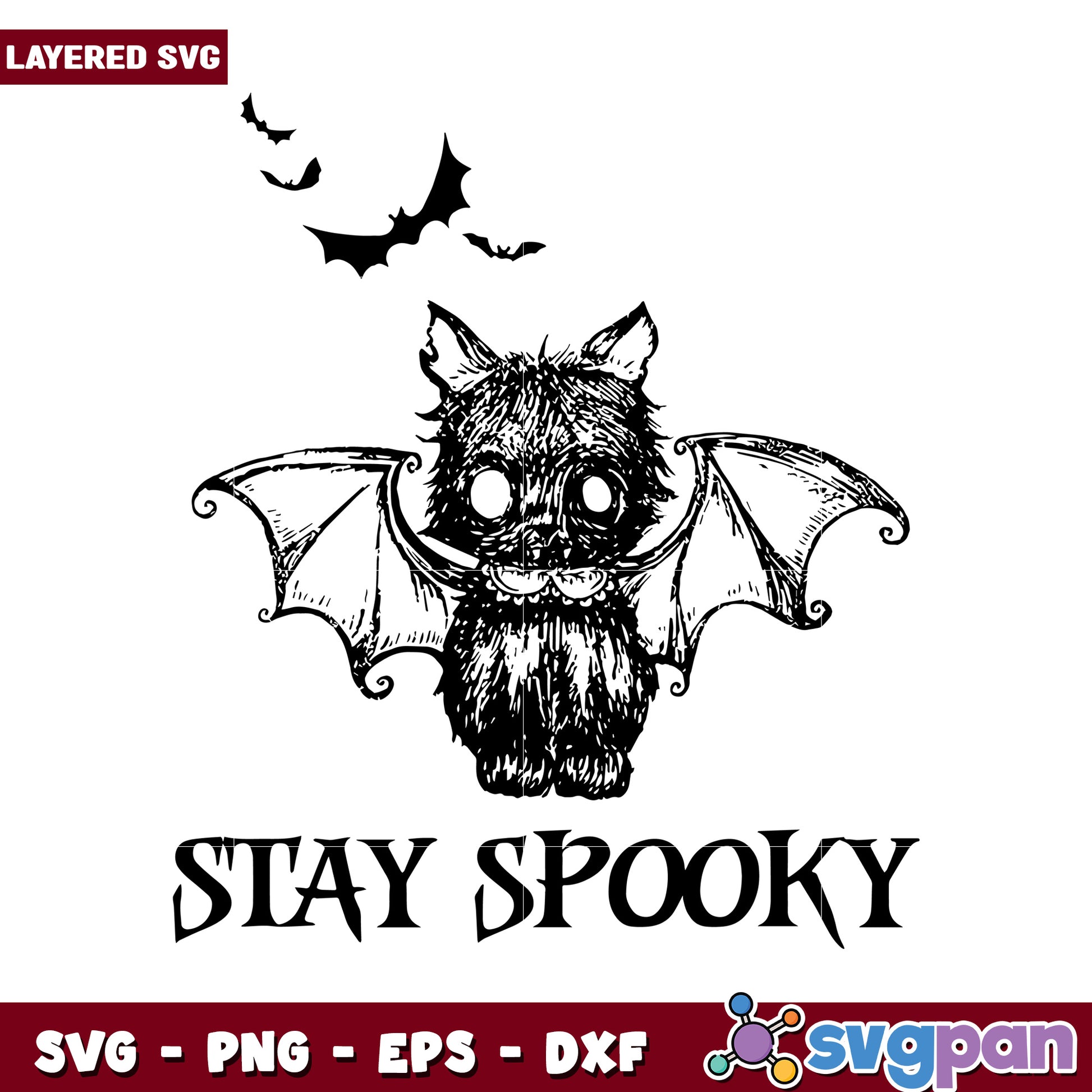 Stay Spooky Bat SVG Design, Perfect for Halloween Crafts and Decor