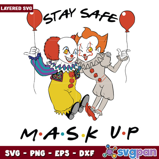Stay here mask up svg, funny halloween svg, spooky characters svg