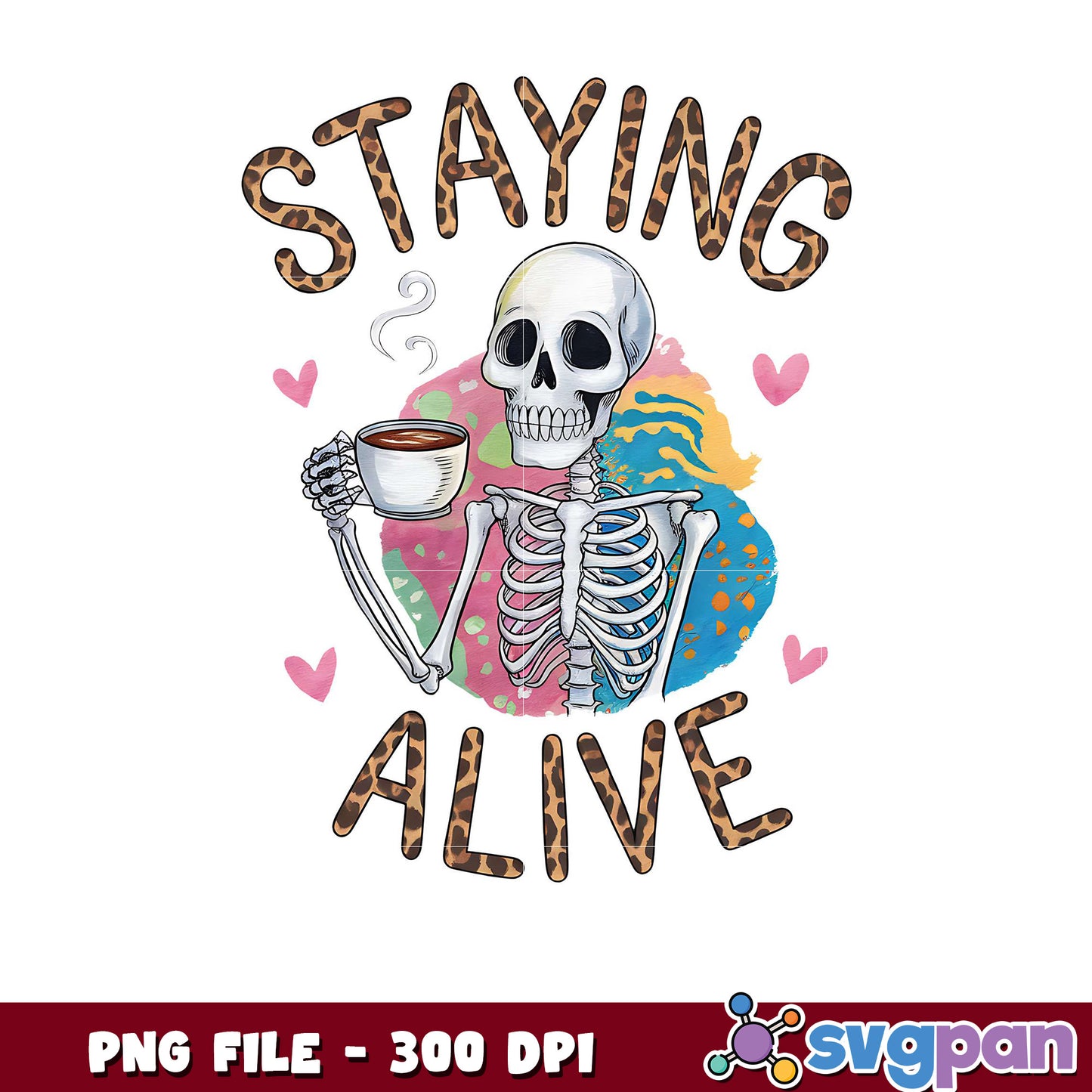 Staying Alive Skeleton PNG Design, Perfect for Gifts