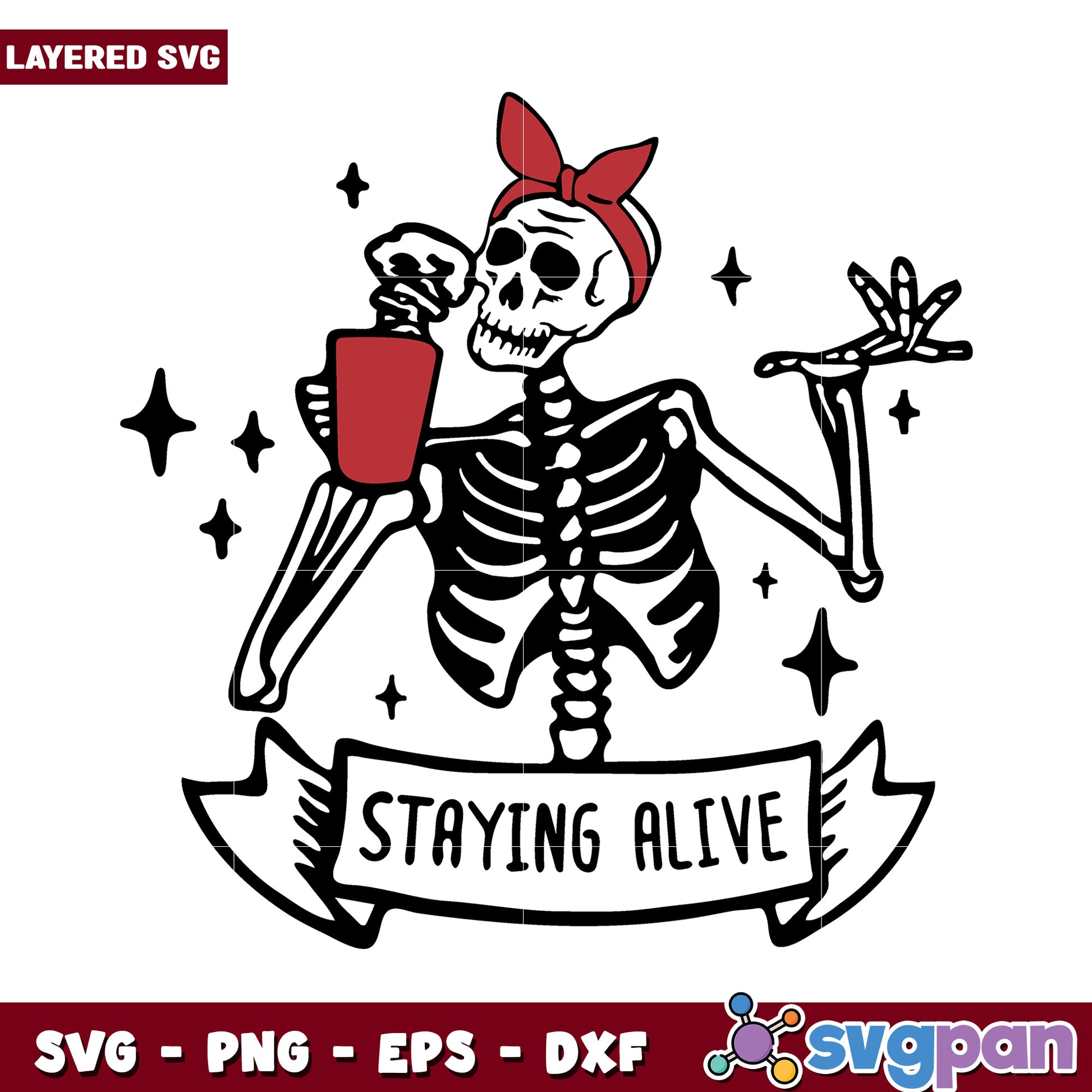 Staying Alive Skeleton SVG Design, Perfect for Fun Projects