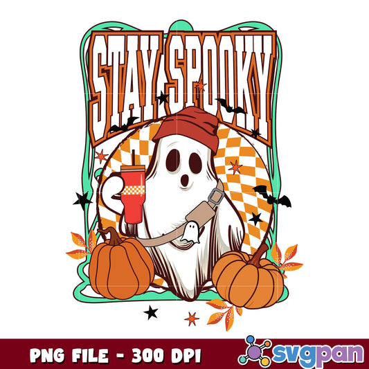 Stay spooky cute ghost png, halloween season png, spooky halloween png