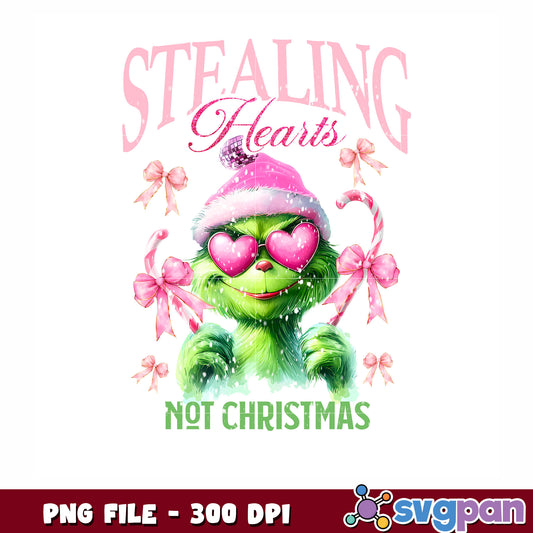 Stealing heart not christmas png, christmas grinch png, pink design png