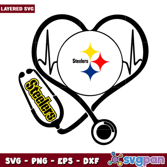 Steelers Heartbeat SVG Design for Fans, Perfect for DIY Projects