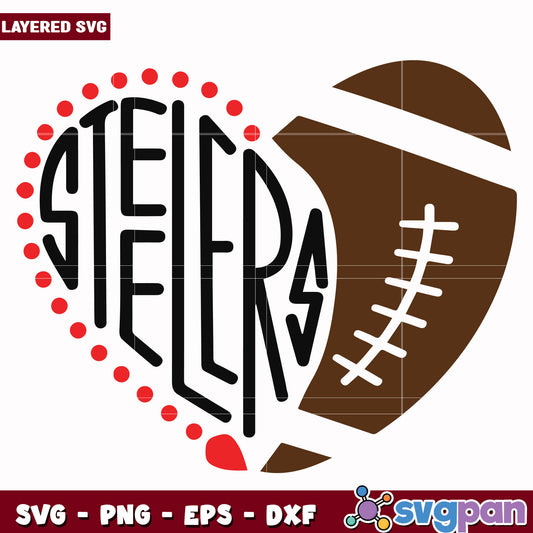 Steelers heart and ball svg, nfl divisons​ svg, nfl steelers svg