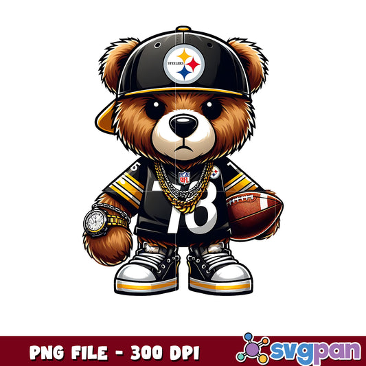Steelers thug life bear png, nfl jerseys​ png, american rugby png