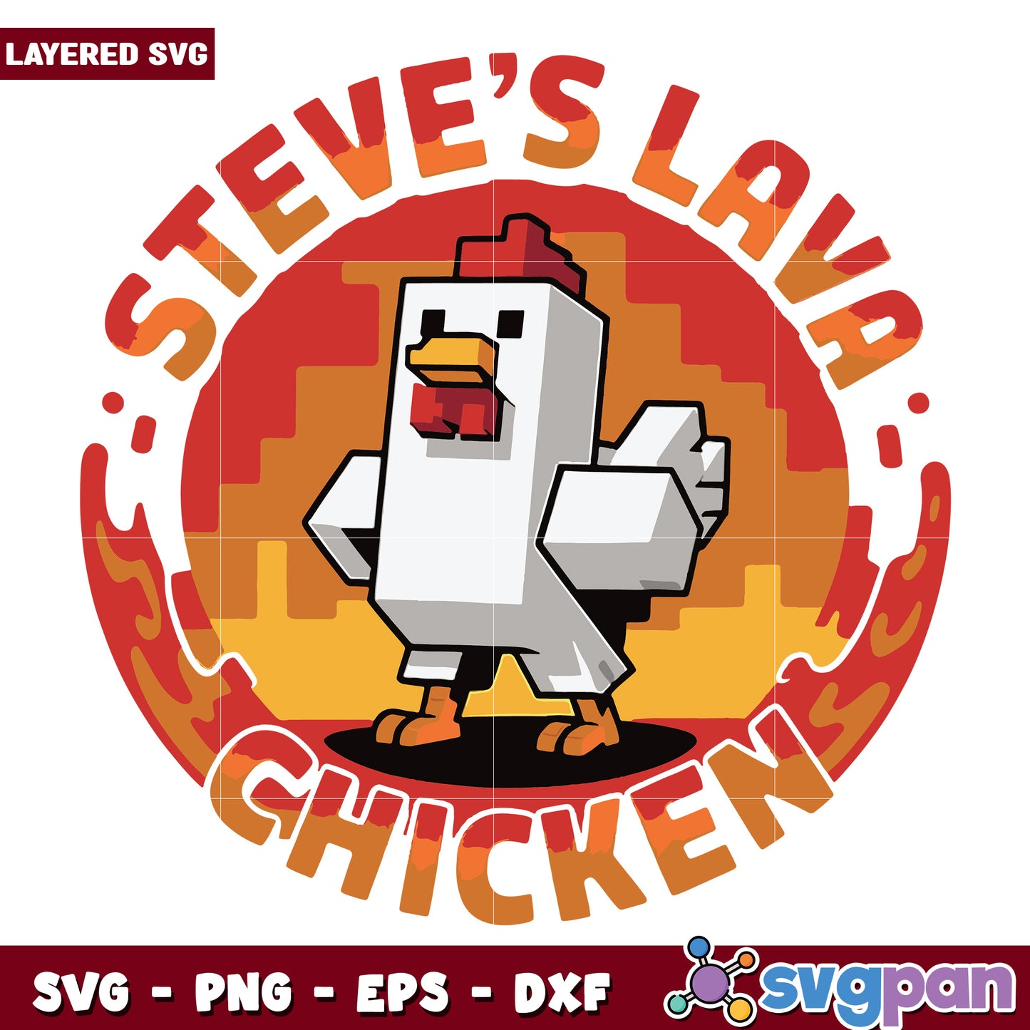 Steve’s lava chicken svg, funny minecraft parody svg, gamer humor svg