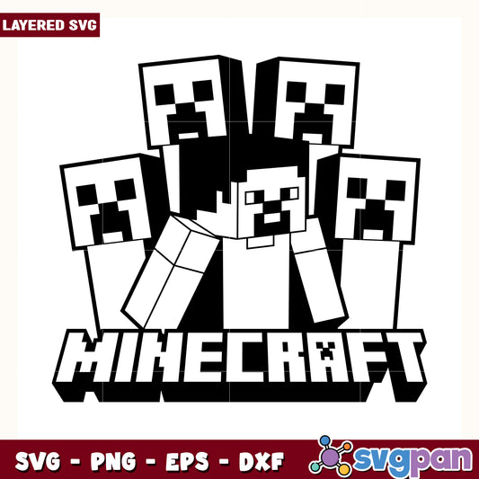 Steve and creepers minecraft white design svg, minecraft game svg, funny creeper svg