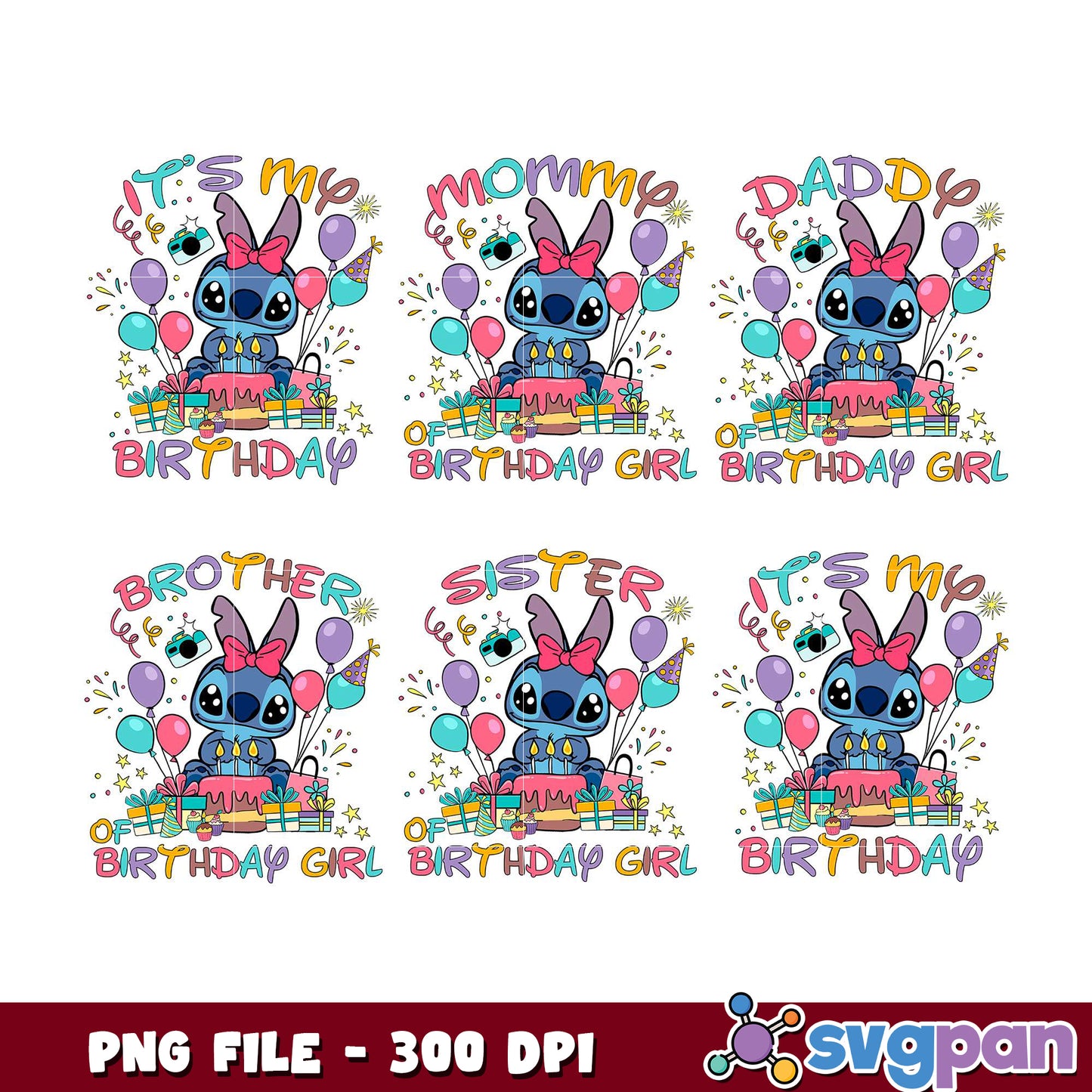 Stitch Birthday Bundle PNG 300 DPI