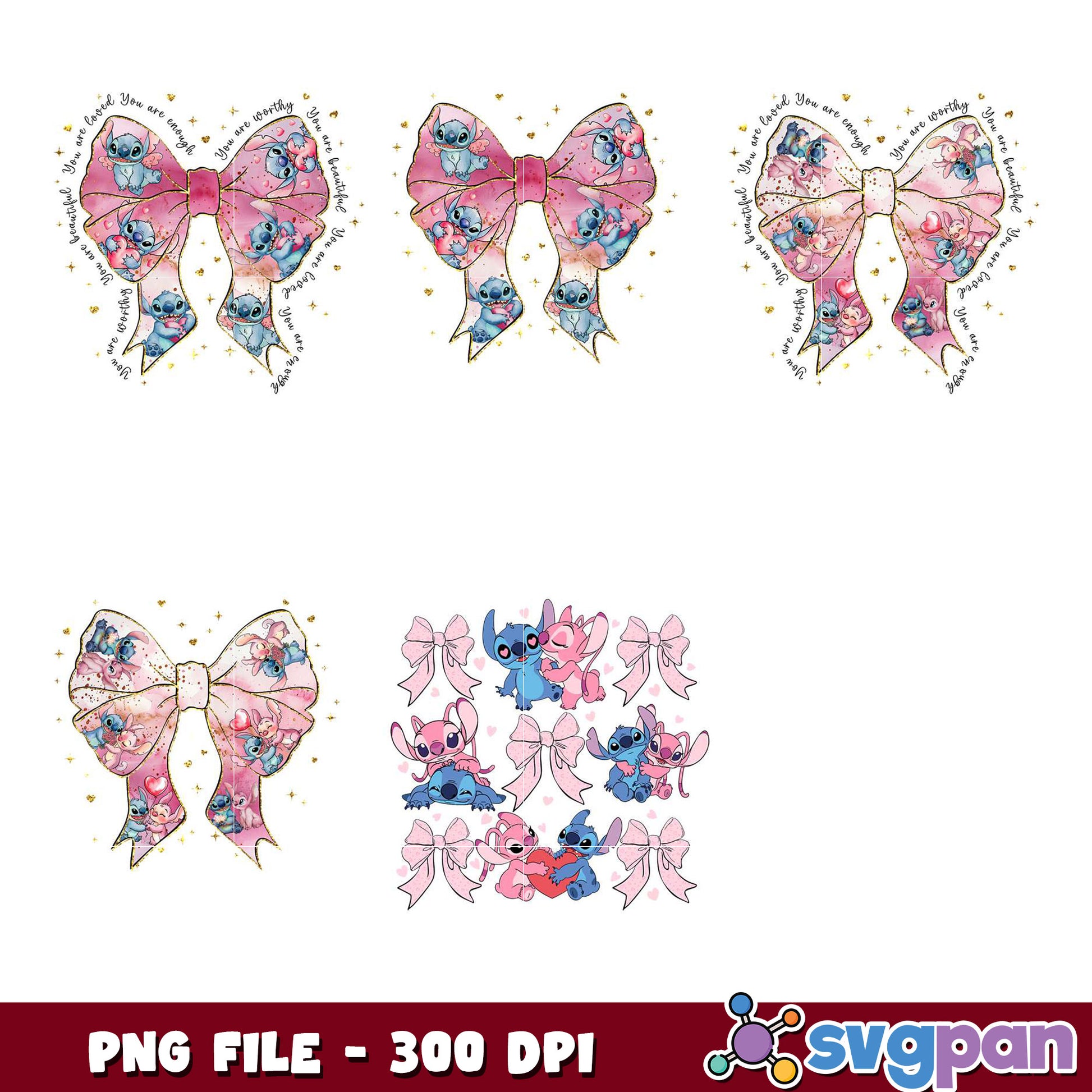 Stitch Bow PNG Bundle 300 DPI
