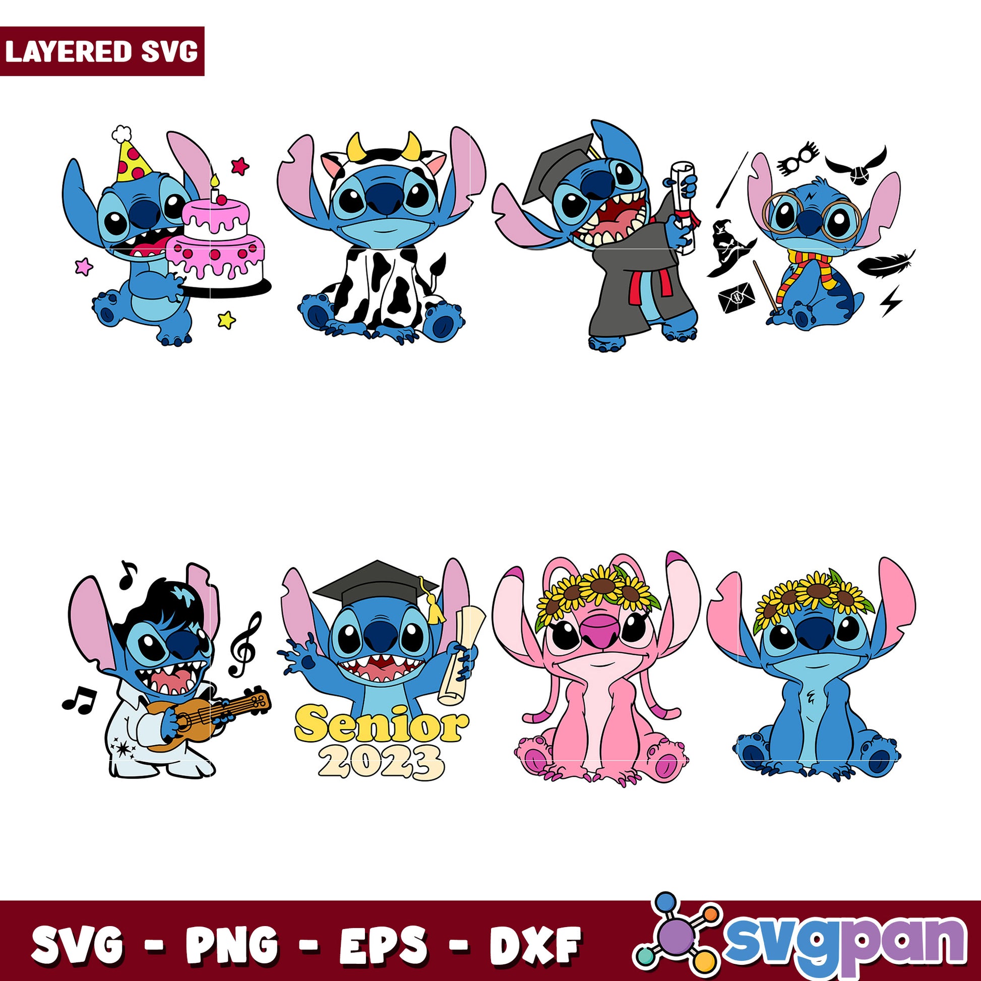 Stitch Character Bundle for SVG Crafting Projects