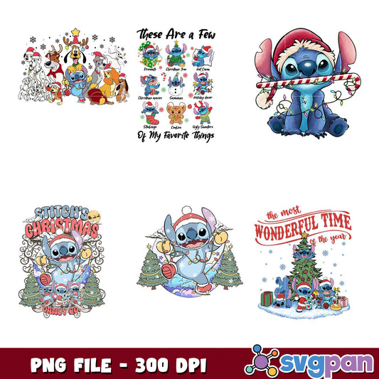 Stitch Christmas PNG Bundle - 300 DPI