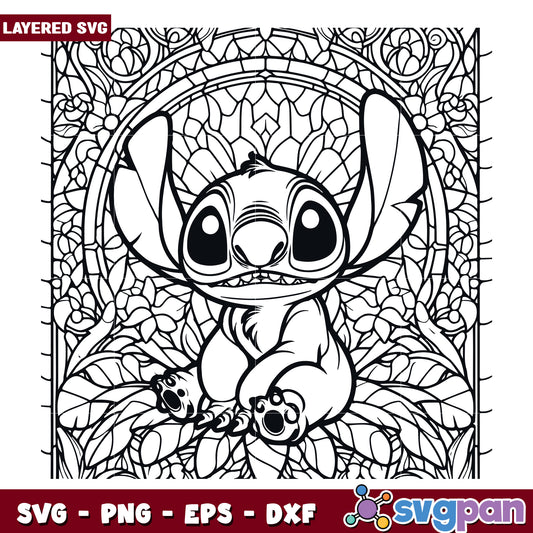 Stitch Coloring Page SVG Floral Design