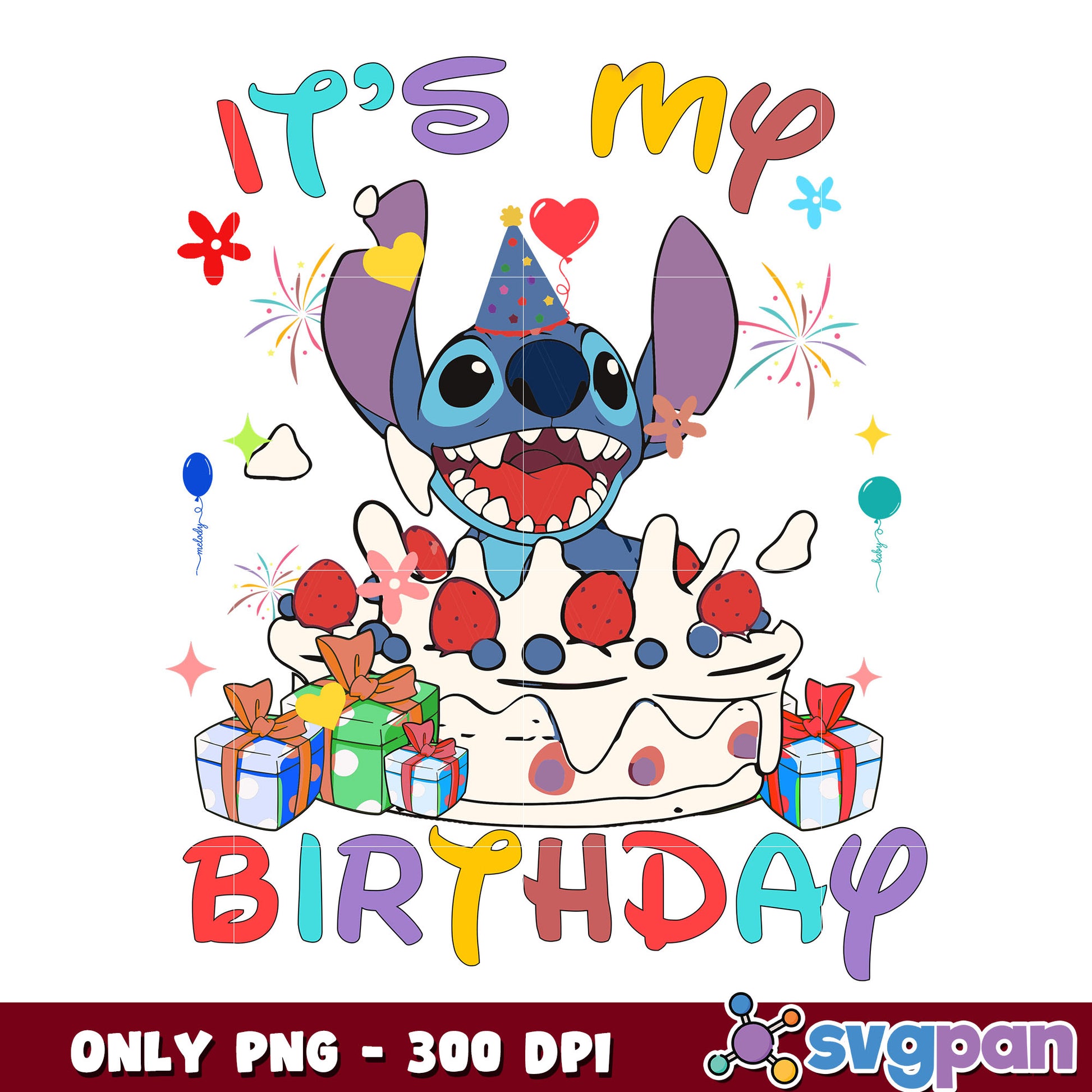 Stitch Disney it's my birthday png, png stitch, its my birthday png