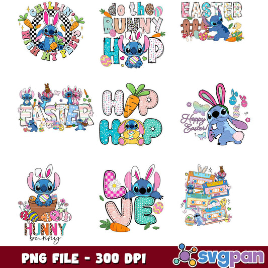 Stitch Easter PNG Bundle 300 DPI