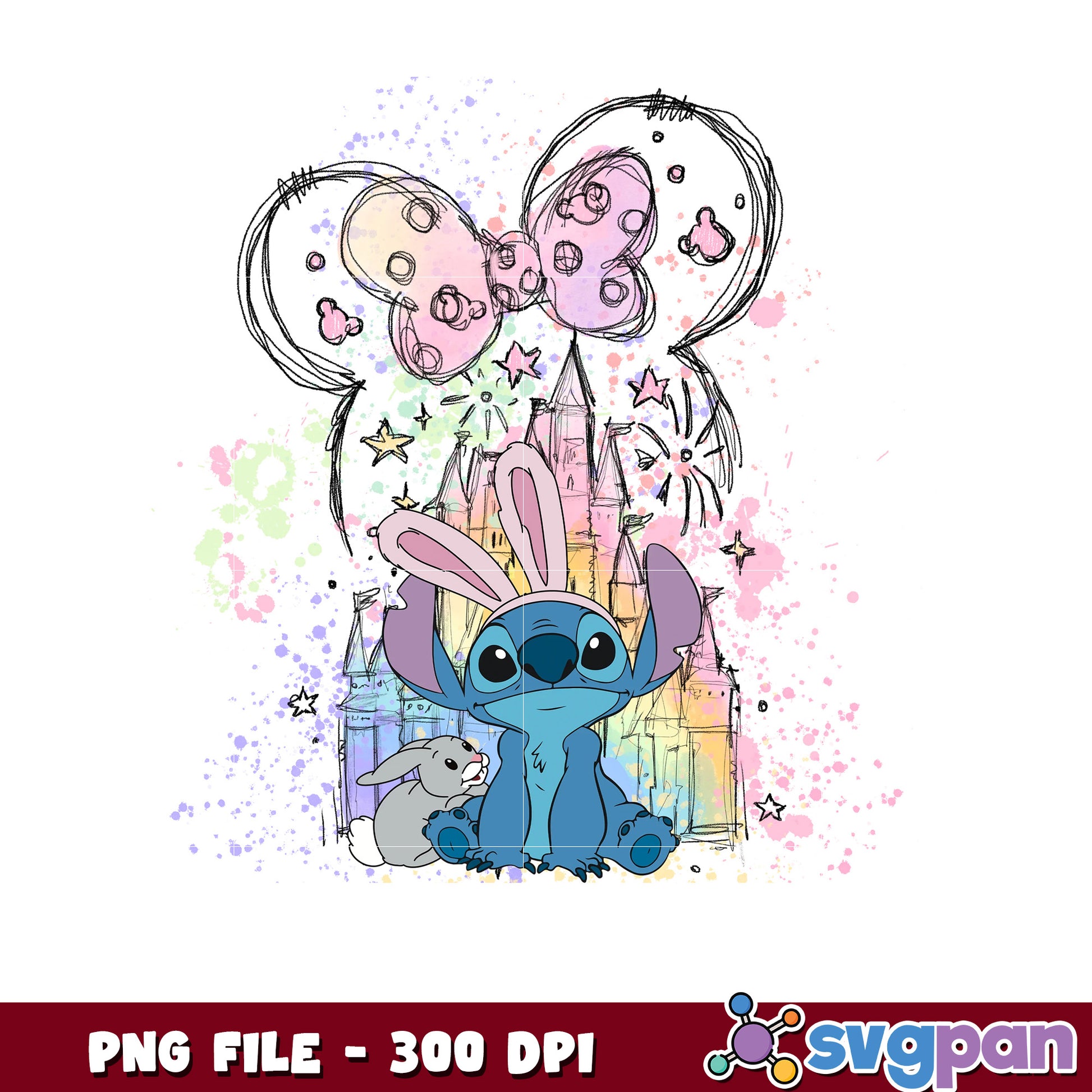 Stitch Easter PNG Disney Castle Bunny