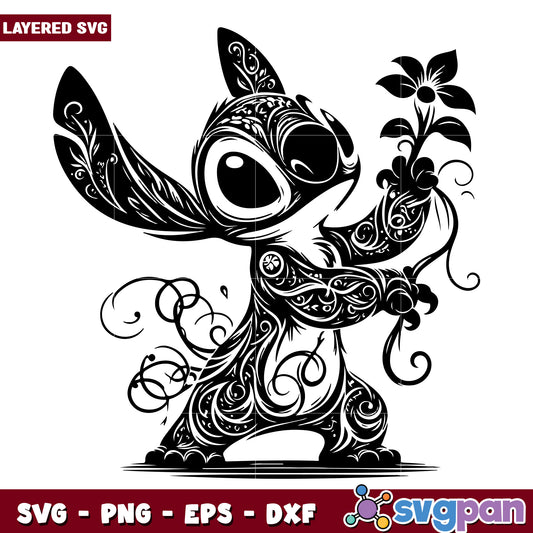 Stitch Floral SVG Cut File
