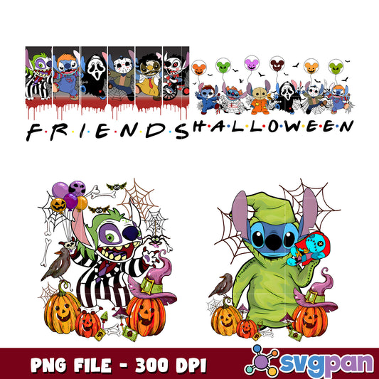 Stitch Halloween Friends PNG Bundle 300 DPI