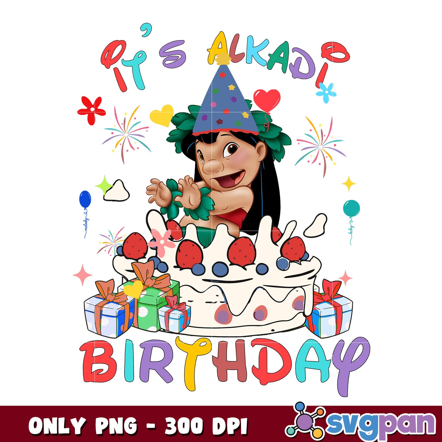 Stitch Lilo it's alkadi birthday png, lilo y stitch png