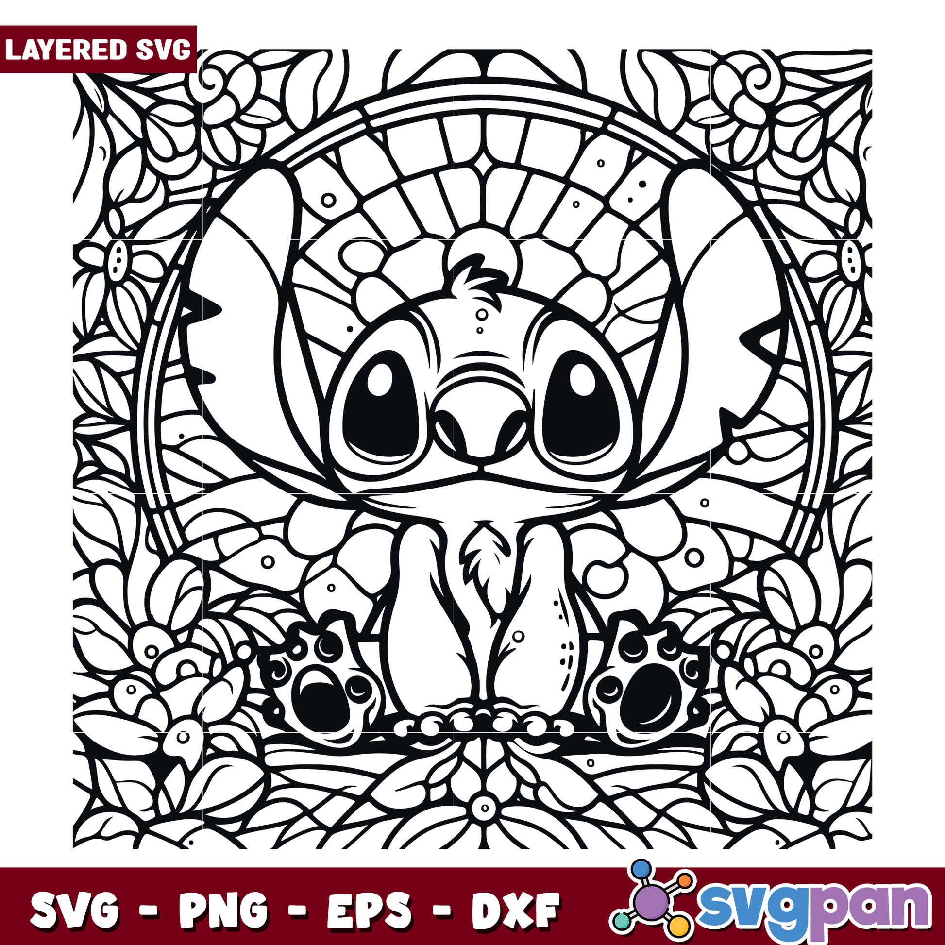 Stitch Mandala Coloring Page SVG