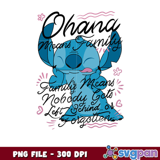Stitch Ohana Means Family PNG