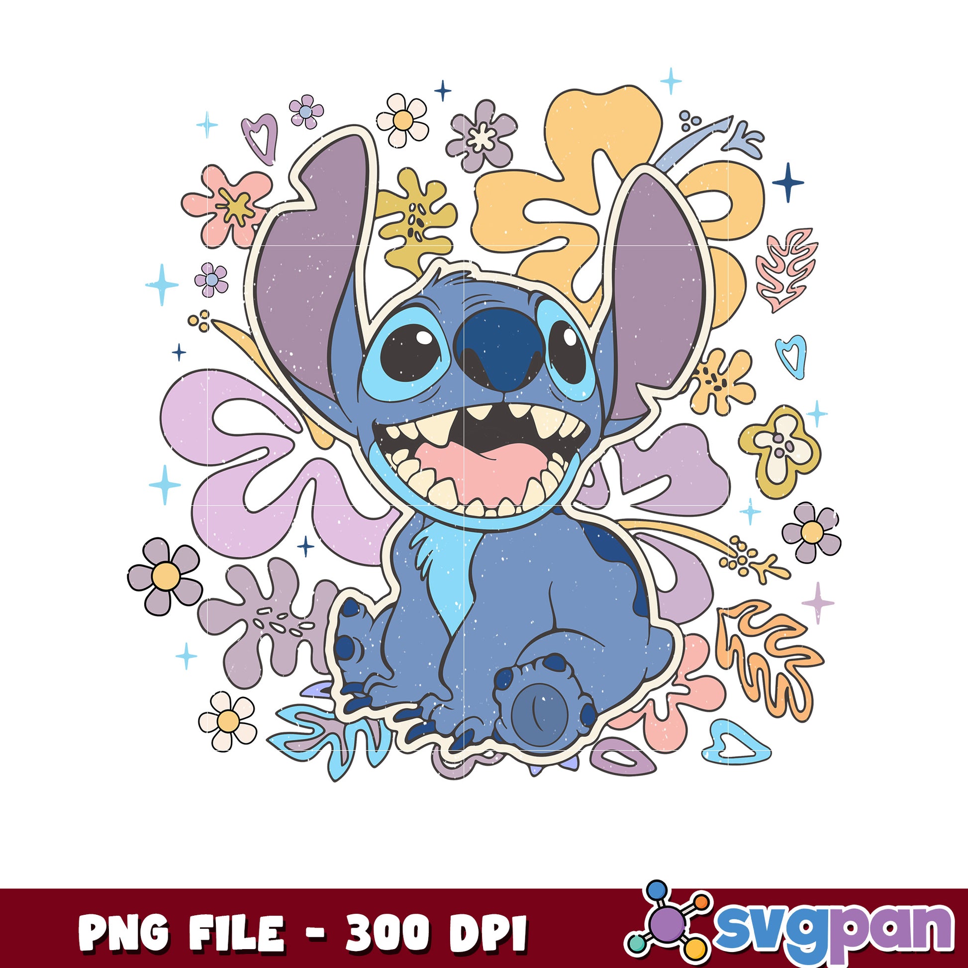 Stitch PNG 300 DPI Cute Floral Design