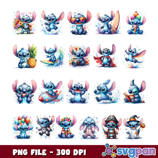 Stitch PNG Bundle 20 Cute Designs