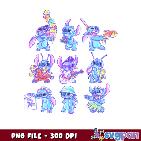Stitch PNG Stickers Cute Kawaii Blue Alien