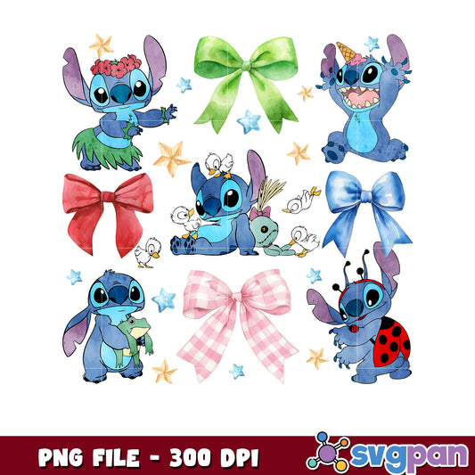 Stitch PNG Watercolor Clipart Set